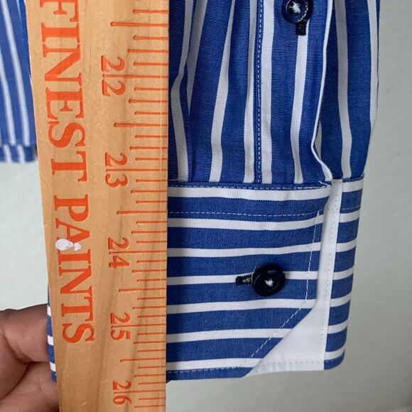 COOGI Luxe Blue White Striped Cotton Embroidered Logo Dress Shirt Size XXL - Picture 8 of 14